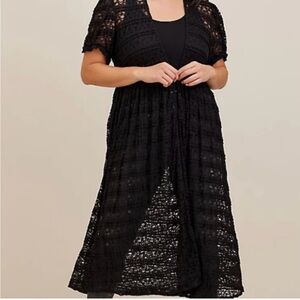Torrid Elegant Black Lace Duster